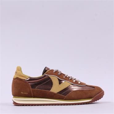 Victoria Saturno Retro Laced Low Trainer - Brown Yellow